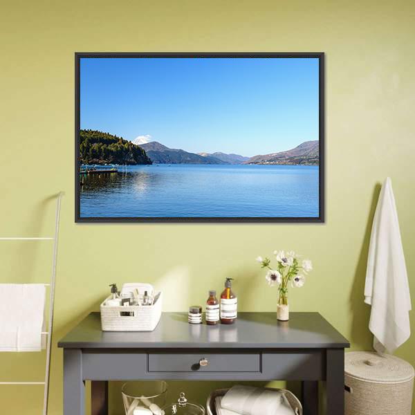Lake Ashi In Japan Canvas Wall Art-1 Piece-Floating Frame-24" x 16"-Tiaracle