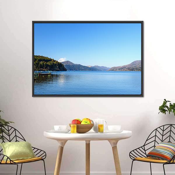Lake Ashi In Japan Canvas Wall Art-3 Horizontal-Gallery Wrap-25" x 16"-Tiaracle
