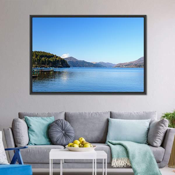 Lake Ashi In Japan Canvas Wall Art-3 Horizontal-Gallery Wrap-25" x 16"-Tiaracle