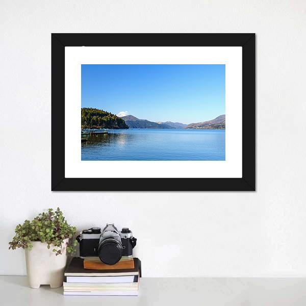 Lake Ashi In Japan Canvas Wall Art-1 Piece-Framed Print-20" x 16"-Tiaracle