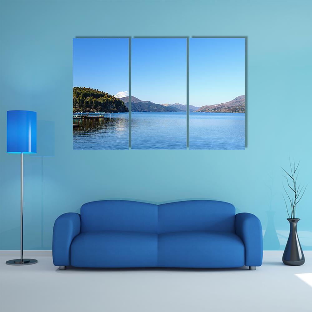 Lake Ashi In Japan Canvas Wall Art-3 Horizontal-Gallery Wrap-37" x 24"-Tiaracle