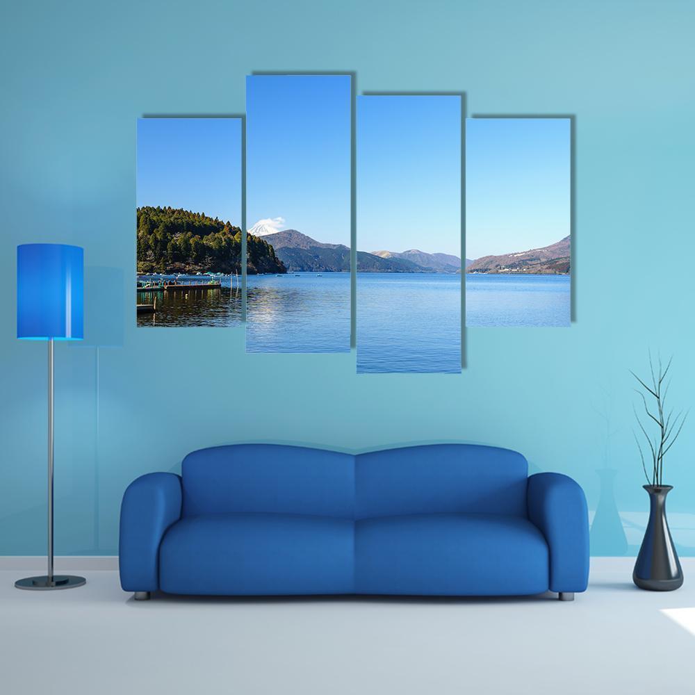 Lake Ashi In Japan Canvas Wall Art-4 Pop-Gallery Wrap-50" x 32"-Tiaracle