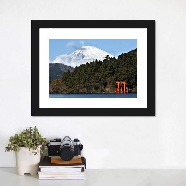Lake Ashi Japan Canvas Wall Art-1 Piece-Framed Print-20" x 16"-Tiaracle