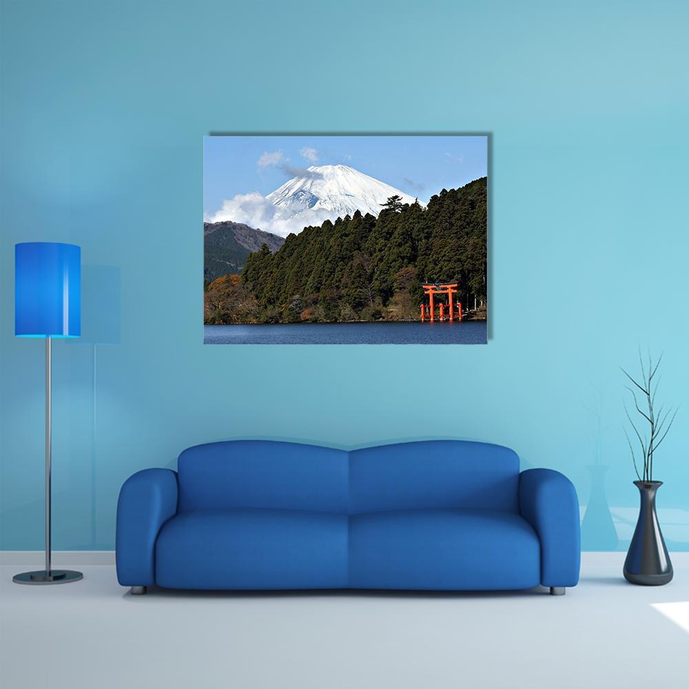 Lake Ashi Japan Canvas Wall Art-1 Piece-Gallery Wrap-48" x 32"-Tiaracle