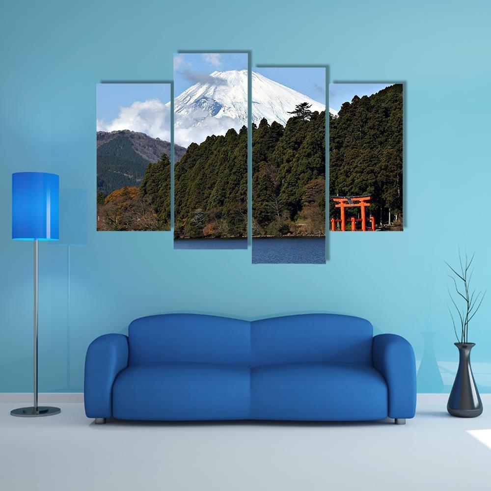 Lake Ashi Japan Canvas Wall Art-4 Pop-Gallery Wrap-50" x 32"-Tiaracle