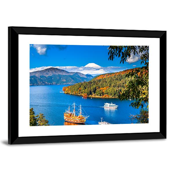 Lake Ashi &amp; Mount Fuji Canvas Wall Art-3 Horizontal-Gallery Wrap-25" x 16"-Tiaracle