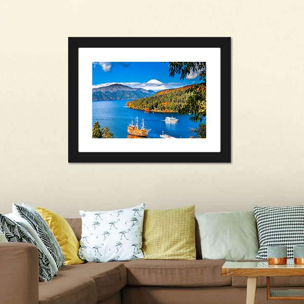Lake Ashi &amp; Mount Fuji Canvas Wall Art-3 Horizontal-Gallery Wrap-25" x 16"-Tiaracle