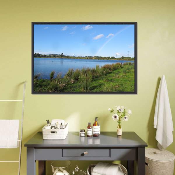 Lake At Hoveringham Canvas Wall Art-1 Piece-Floating Frame-24" x 16"-Tiaracle