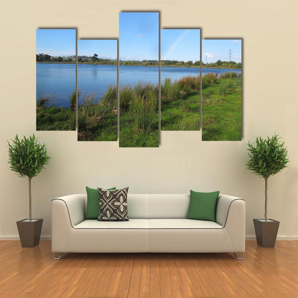 Lake At Hoveringham Canvas Wall Art-5 Pop-Gallery Wrap-47" x 32"-Tiaracle