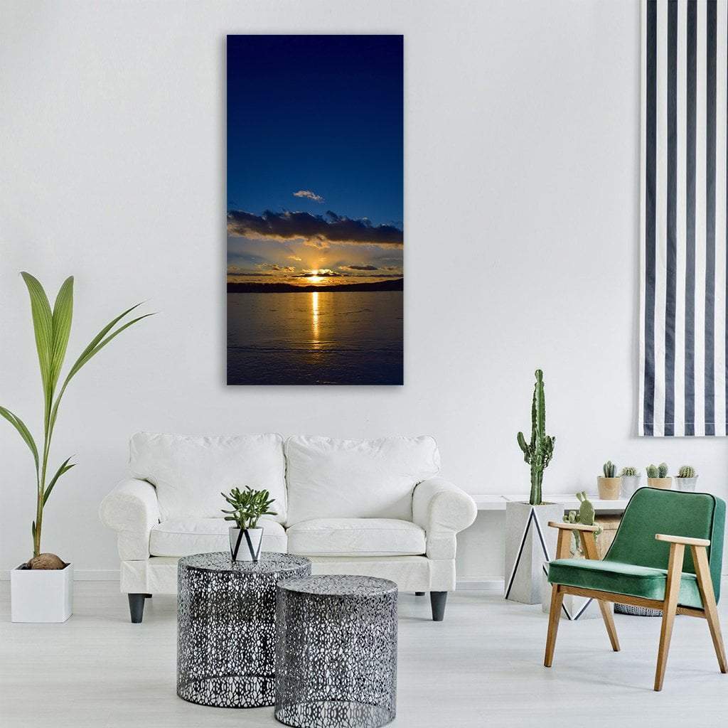 Lake At Sunset Vertical Canvas Wall Art-1 Vertical-Gallery Wrap-12" x 24"-Tiaracle