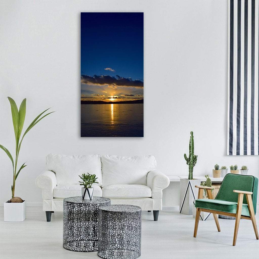 Lake At Sunset Vertical Canvas Wall Art-3 Vertical-Gallery Wrap-12" x 25"-Tiaracle