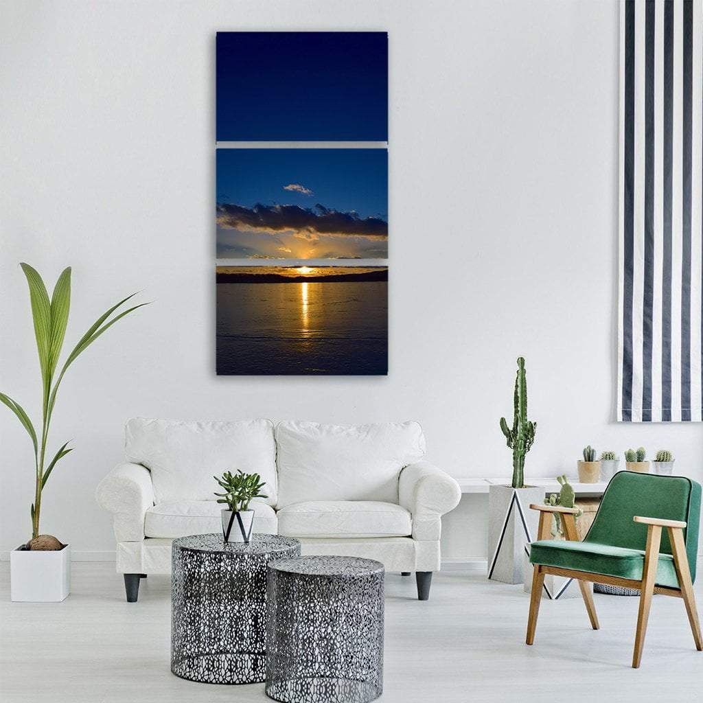 Lake At Sunset Vertical Canvas Wall Art-3 Vertical-Gallery Wrap-12" x 25"-Tiaracle