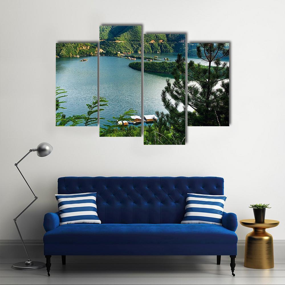 Lake At Vacha River Canvas Wall Art-4 Pop-Gallery Wrap-50" x 32"-Tiaracle