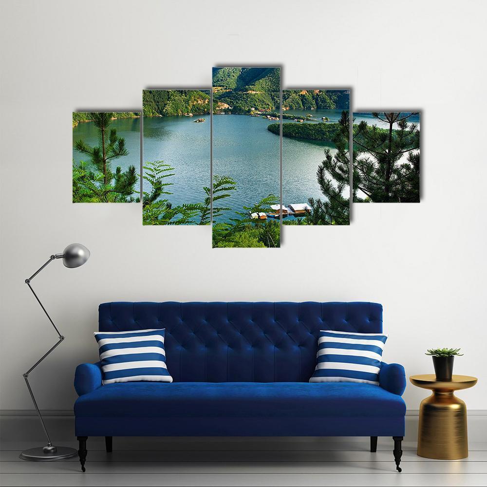 Lake At Vacha River Canvas Wall Art-3 Horizontal-Gallery Wrap-37" x 24"-Tiaracle