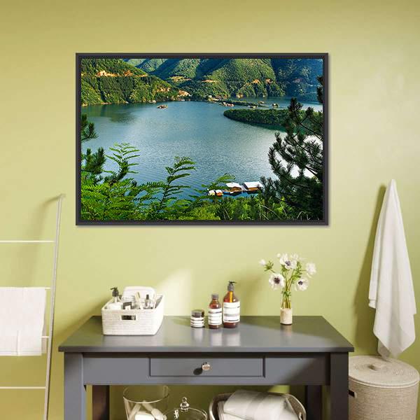 Lake At Vacha River Canvas Wall Art-3 Horizontal-Gallery Wrap-25" x 16"-Tiaracle