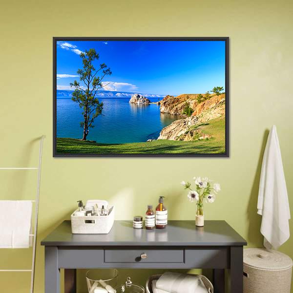 Lake Baikal In Russia Canvas Wall Art-1 Piece-Floating Frame-24" x 16"-Tiaracle