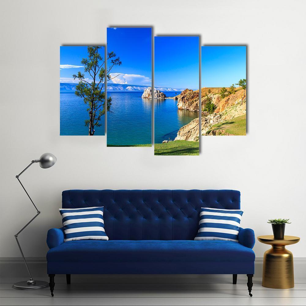 Lake Baikal In Russia Canvas Wall Art-4 Pop-Gallery Wrap-50" x 32"-Tiaracle
