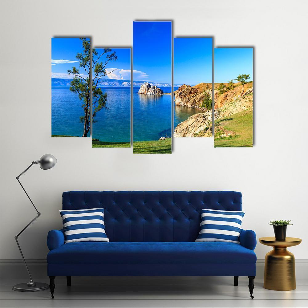 Lake Baikal In Russia Canvas Wall Art-5 Pop-Gallery Wrap-47" x 32"-Tiaracle