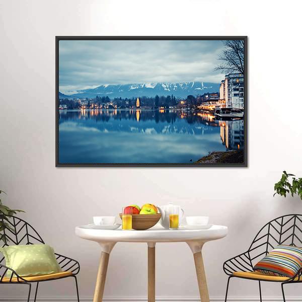 Lake Bled At Dusk Canvas Wall Art-3 Horizontal-Gallery Wrap-25" x 16"-Tiaracle