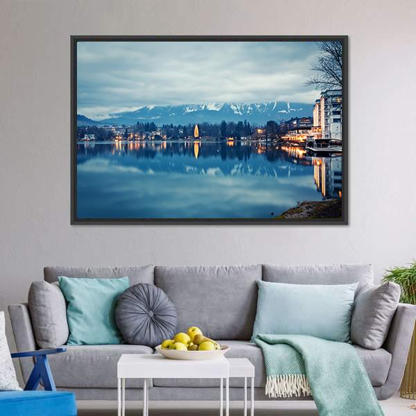 Lake Bled At Dusk Canvas Wall Art-3 Horizontal-Gallery Wrap-25" x 16"-Tiaracle