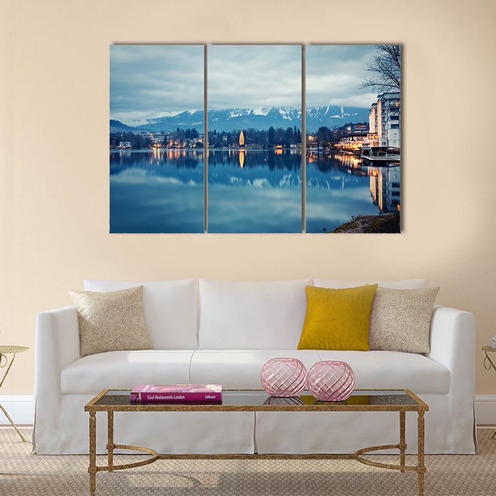 Lake Bled At Dusk Canvas Wall Art-3 Horizontal-Gallery Wrap-37" x 24"-Tiaracle