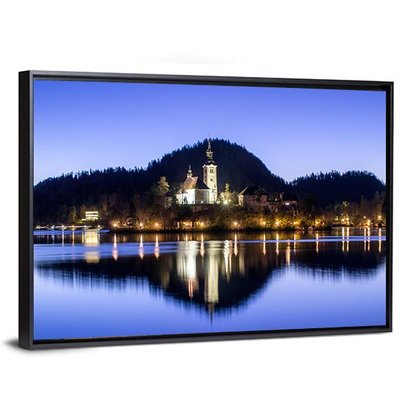 Lake Bled & Church Canvas Wall Art-3 Horizontal-Gallery Wrap-25" x 16"-Tiaracle