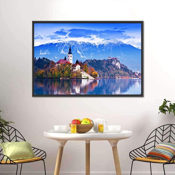 Lake Bled In Slovenia Canvas Wall Art-3 Horizontal-Gallery Wrap-25" x 16"-Tiaracle