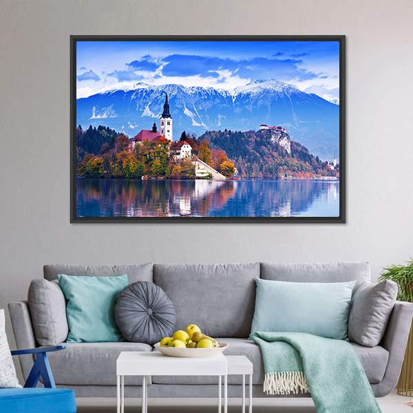 Lake Bled In Slovenia Canvas Wall Art-3 Horizontal-Gallery Wrap-25" x 16"-Tiaracle