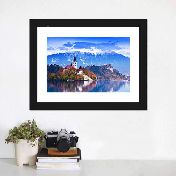 Lake Bled In Slovenia Canvas Wall Art-1 Piece-Framed Print-20" x 16"-Tiaracle
