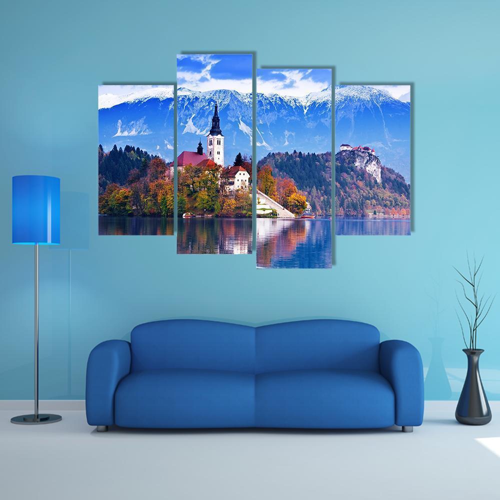 Lake Bled In Slovenia Canvas Wall Art-4 Pop-Gallery Wrap-50" x 32"-Tiaracle