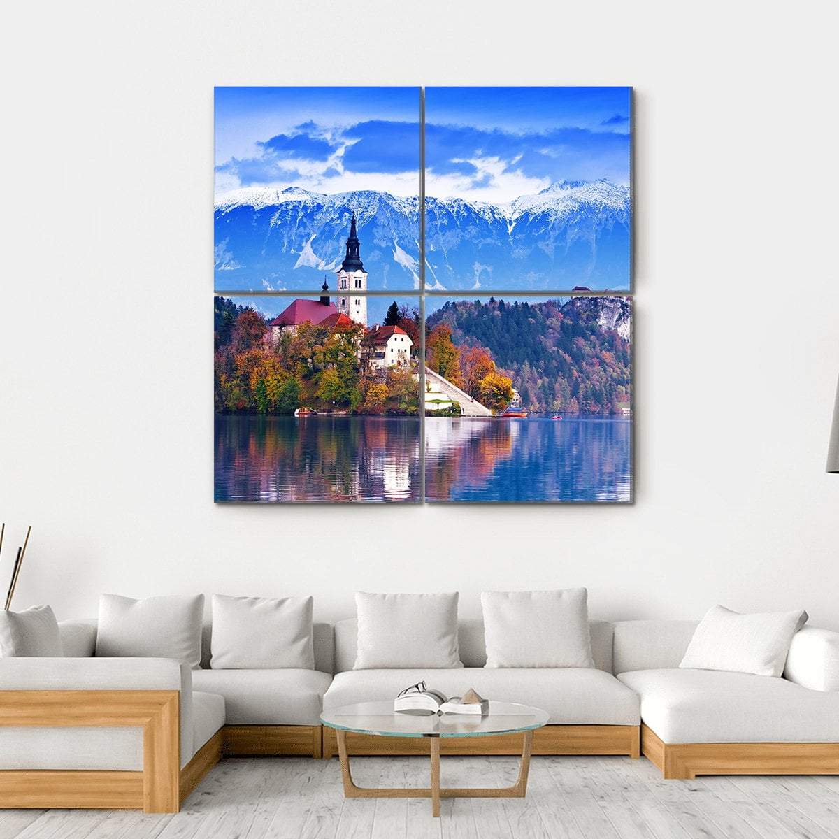 Lake Bled In Slovenia Canvas Wall Art-4 Square-Gallery Wrap-17" x 17"-Tiaracle