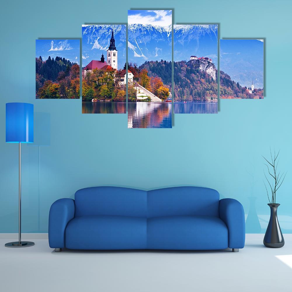 Lake Bled In Slovenia Canvas Wall Art-5 Star-Gallery Wrap-62" x 32"-Tiaracle