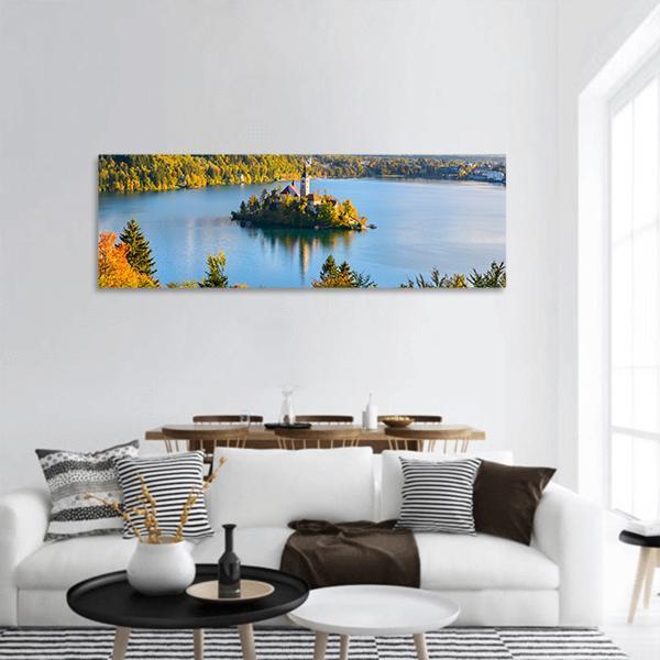Lake Bled Slovenia Panoramic Canvas Wall Art-1 Piece-36" x 12"-Tiaracle