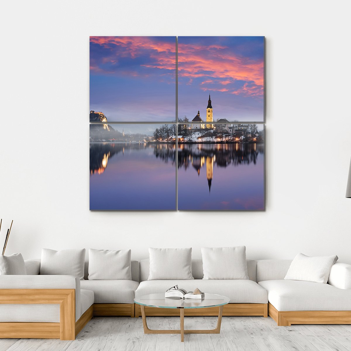 Lake Bled In Winter Canvas Wall Art-4 Square-Gallery Wrap-17" x 17"-Tiaracle