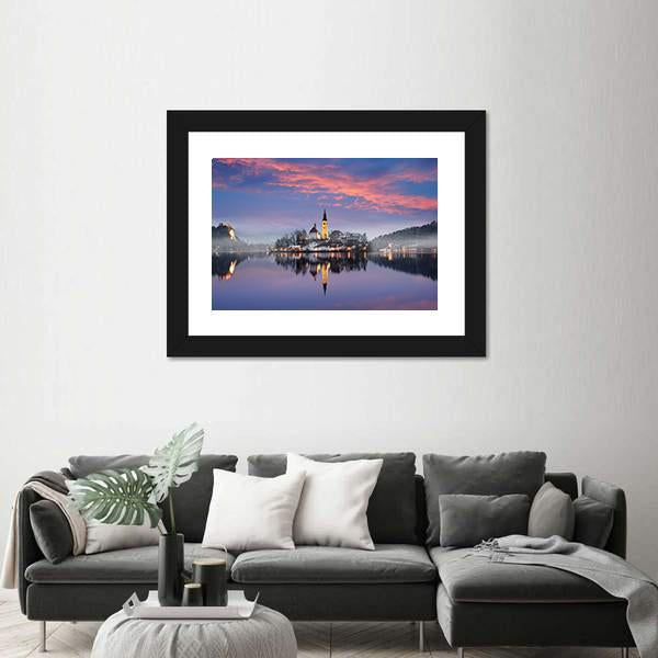 Lake Bled In Winter Canvas Wall Art-5 Horizontal-Gallery Wrap-22" x 12"-Tiaracle