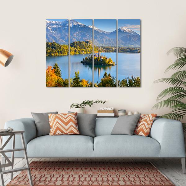 Lake Bled Slovenia Canvas Wall Art-4 Horizontal-Gallery Wrap-34" x 24"-Tiaracle