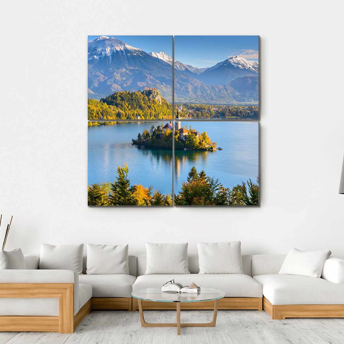 Lake Bled Slovenia Canvas Wall Art-4 Square-Gallery Wrap-17" x 17"-Tiaracle