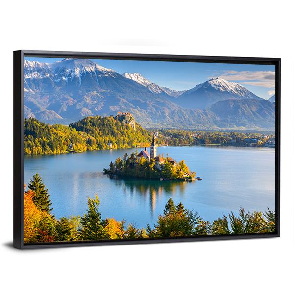 Lake Bled Slovenia Canvas Wall Art-3 Horizontal-Gallery Wrap-25" x 16"-Tiaracle