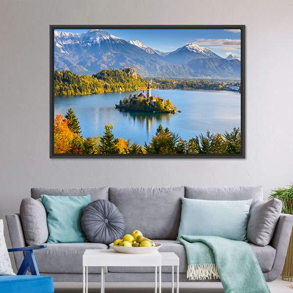 Lake Bled Slovenia Canvas Wall Art-5 Horizontal-Gallery Wrap-22" x 12"-Tiaracle
