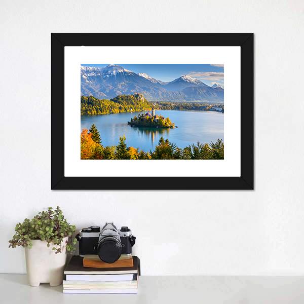 Lake Bled Slovenia Canvas Wall Art-1 Piece-Framed Print-20" x 16"-Tiaracle