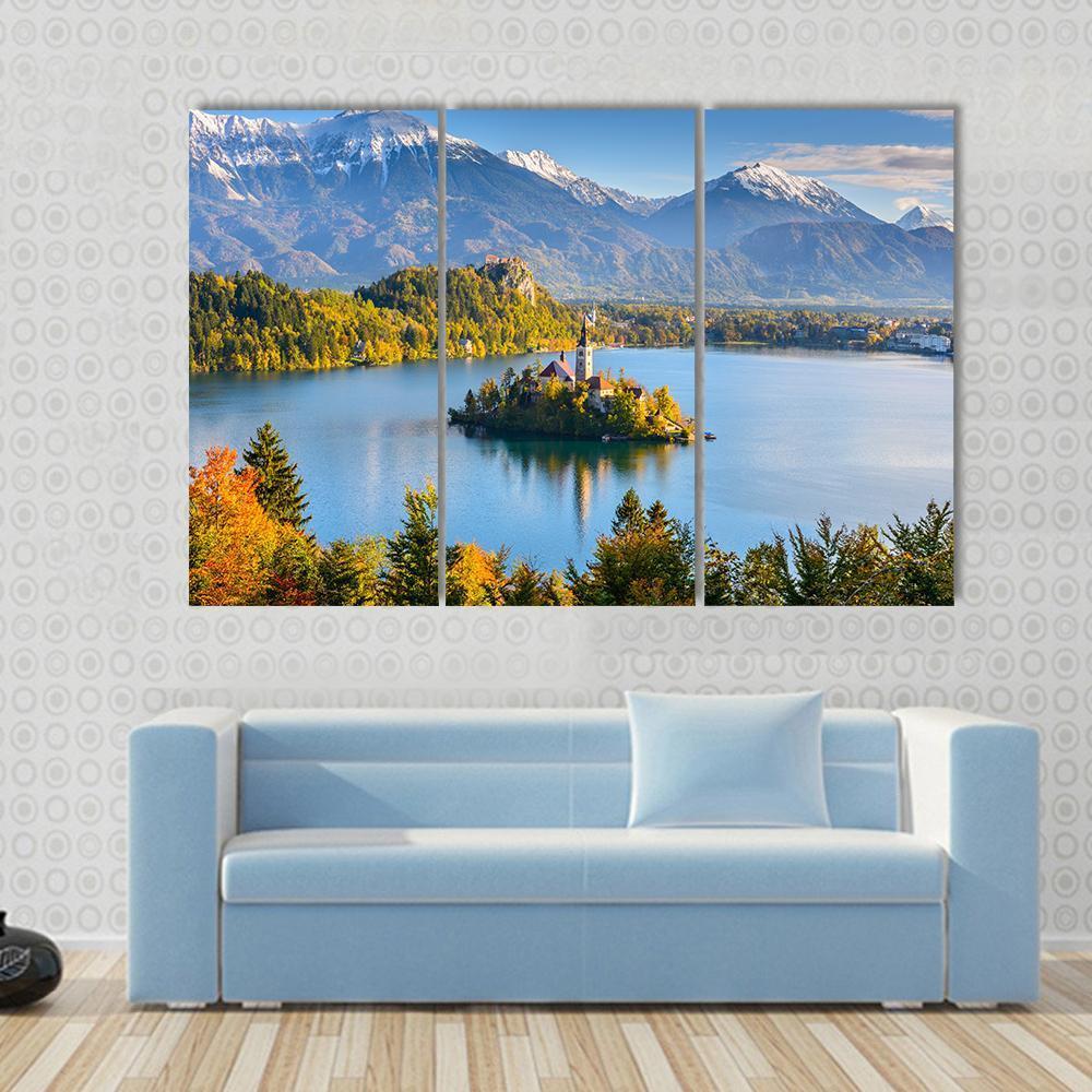 Lake Bled Slovenia Canvas Wall Art-4 Pop-Gallery Wrap-50" x 32"-Tiaracle