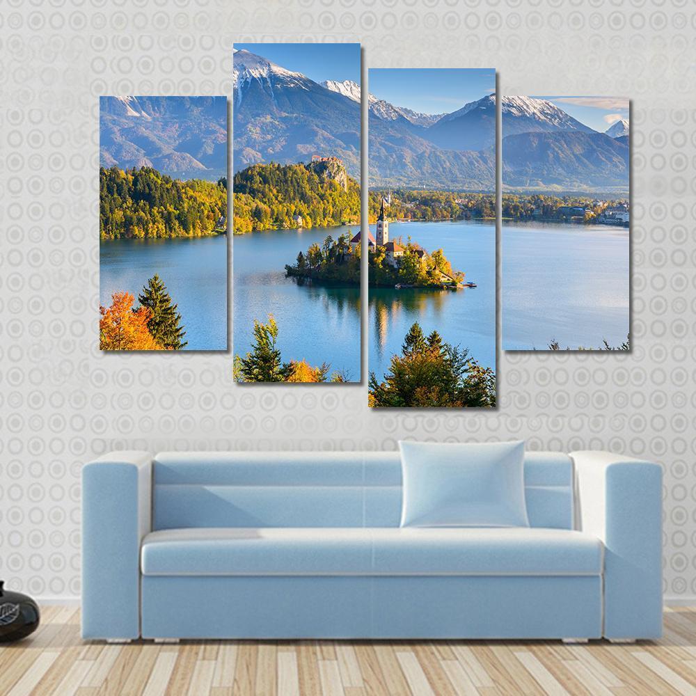 Lake Bled Slovenia Canvas Wall Art-4 Pop-Gallery Wrap-50" x 32"-Tiaracle