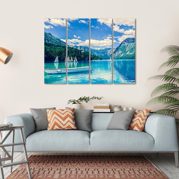 Lake Bled With Luminescent Canvas Wall Art-4 Horizontal-Gallery Wrap-34" x 24"-Tiaracle