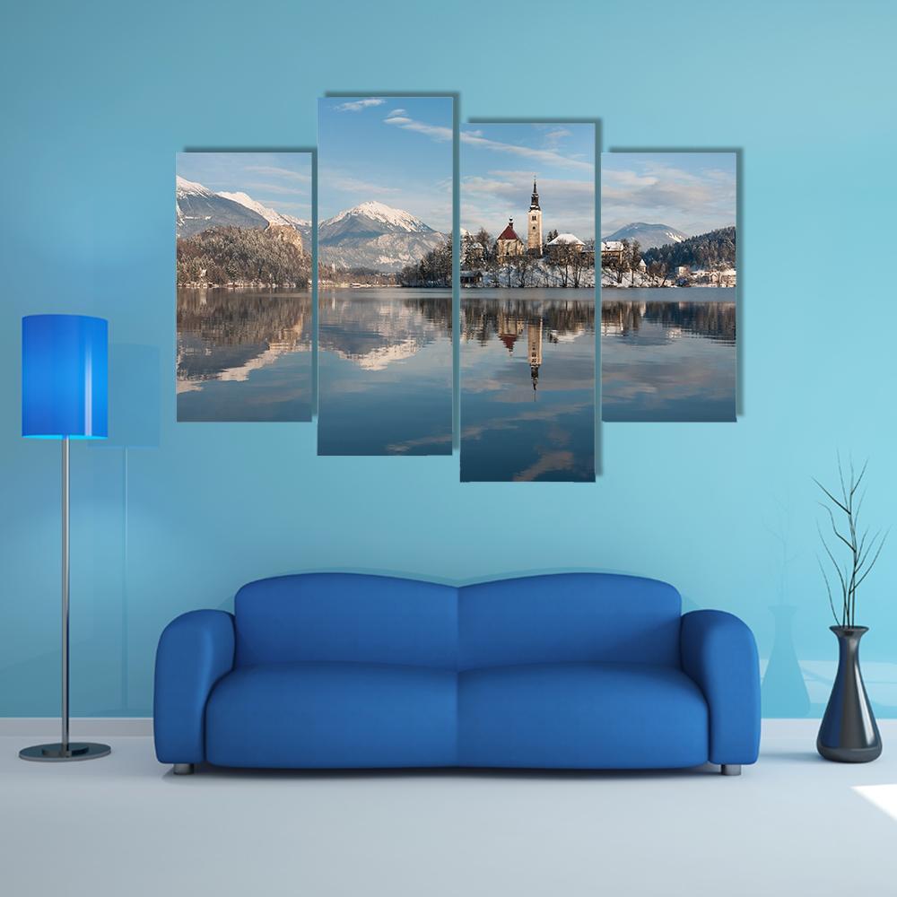 Lake Bled With Small Island Canvas Wall Art-4 Pop-Gallery Wrap-50" x 32"-Tiaracle