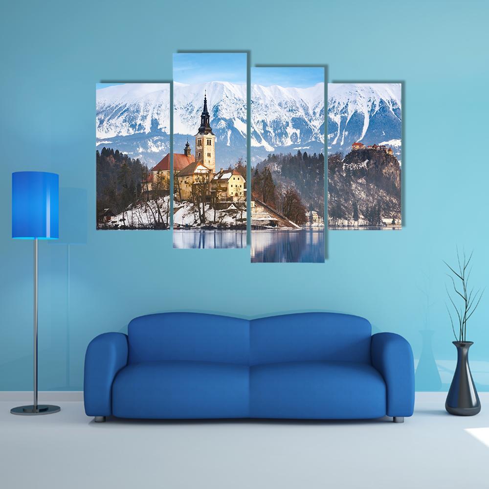 Lake Bled With St Marys Church Canvas Wall Art-4 Pop-Gallery Wrap-50" x 32"-Tiaracle