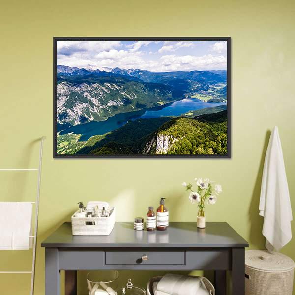 Lake Bohinj Canvas Wall Art-1 Piece-Floating Frame-24" x 16"-Tiaracle