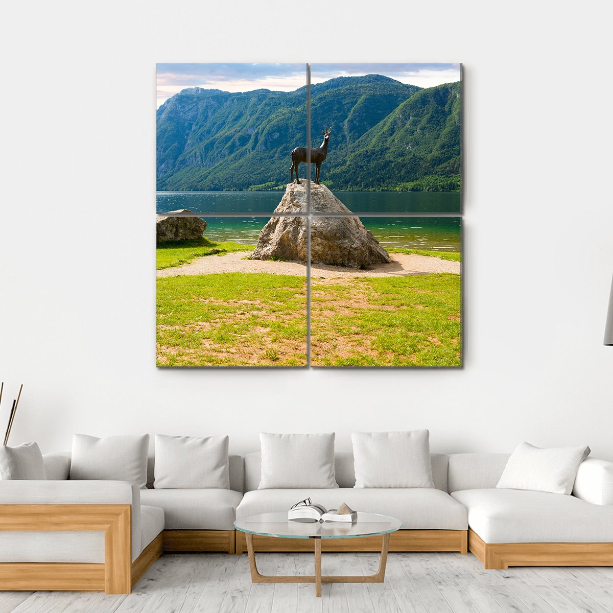 Lake Bohinj In Slovenia Canvas Wall Art-4 Square-Gallery Wrap-17" x 17"-Tiaracle