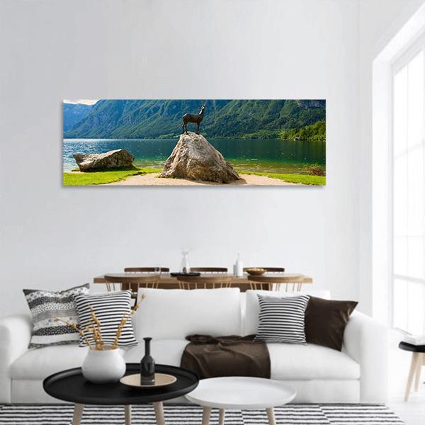Lake Bohinj In Slovenia Panoramic Canvas Wall Art-3 Piece-25" x 08"-Tiaracle