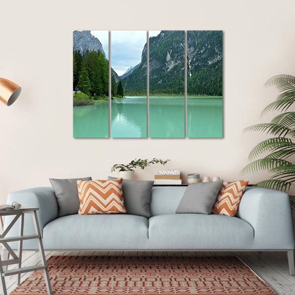 Lake Braies Canvas Wall Art-4 Square-Gallery Wrap-17" x 17"-Tiaracle