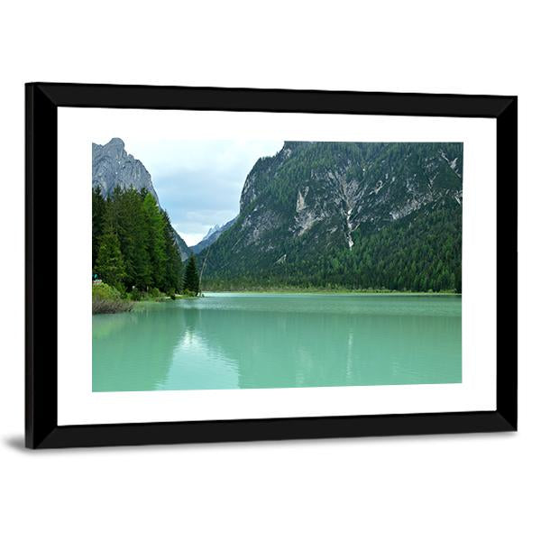 Lake Braies Canvas Wall Art-3 Horizontal-Gallery Wrap-25" x 16"-Tiaracle